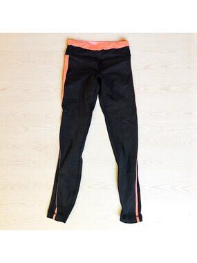 LULULEMON Black Orange Capri Workout Crop Pants Size 2